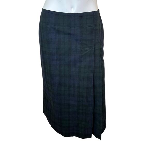 Doppelganger Black Watch Plaid Skirt Regular Fit Modest Midi Coated Cotton M NWT - Picture 1 of 13